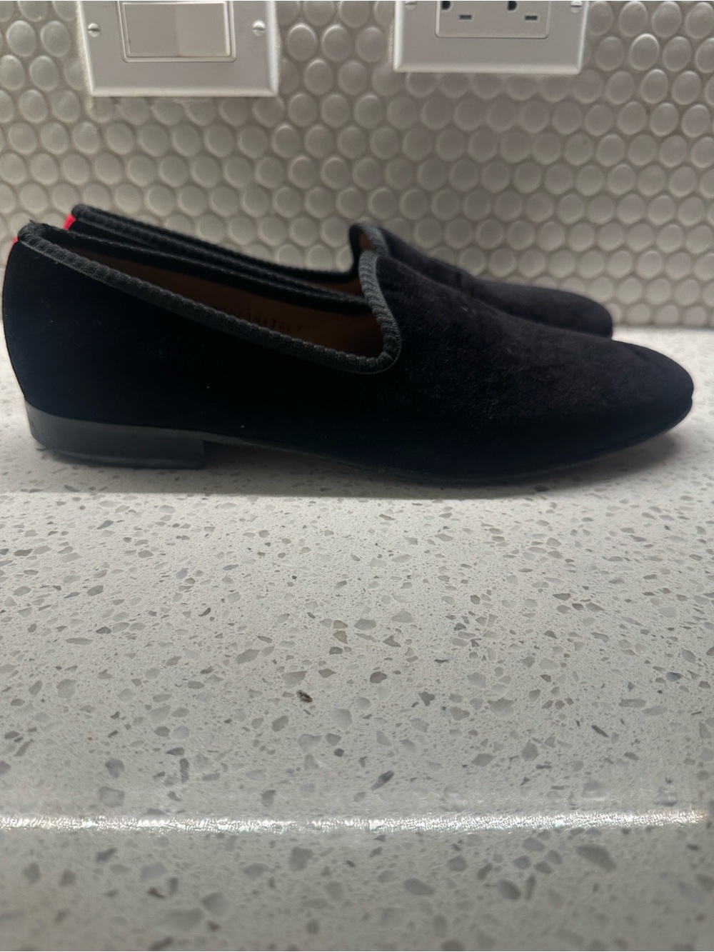 Del Toro Men’s black velvet slipper with grosgrain size 12